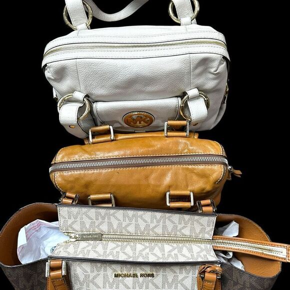 MICHAEL KORS 3 Bag Lot Bundle of MK Designer Leather Purses Tote Satchel Shoulde - Picture 11 of 15